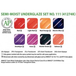 Set 111 Semi-Moist Amaco Underglaze Set